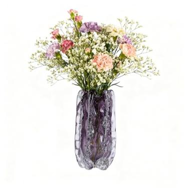 Imagem de Vaso de vidro soprado à mão, vaso de vidro colorido exclusivo para decoração de casa, vasos de flores para centros de mesa, vasos de decoração de casa para sala de estar e prateleira de escritório (G)