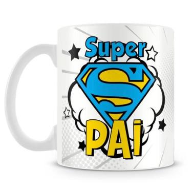 Imagem de Caneca Personalizada Super Pai de Porcelana Branca com Estampa - Amo C
