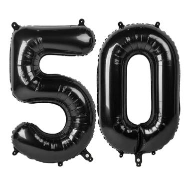 Imagem de Balão preto número 50, 101 cm, decorações de festa de 50 anos para crianças, balão gigante de 50 folhas para artigos de festa