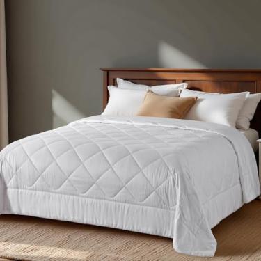 Imagem de LAVANCE Edredom 100% viscose feito de bambu, tamanho king, leve, sedoso, alternativo, enchimento, macio, refrescante, verão, edredom - branco, 227 x 266 cm