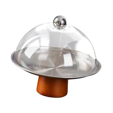 Imagem de Bothyi Suporte para bolo com tampa, suporte para bolo, prato, talheres, frutas, doces, bandeja para lanches com tampa para clube, loja de Natal, cozinha, Prata 20x18cm