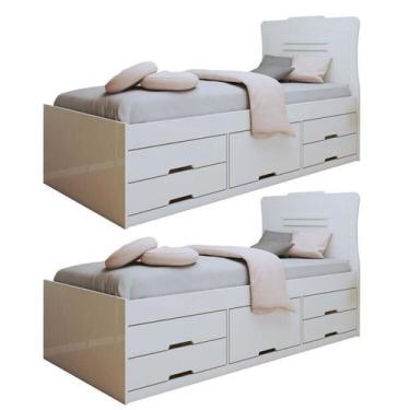 Imagem de Conjunto 2 Cama Solteiro 5 Gavetas Júlia - Conquista Móveis