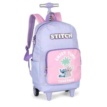 Imagem de Mochila com rodas rodinhas escolar infantil stitch mc50092sc luxcel, R