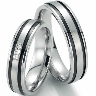 Imagem de Par de alianças namoro friso resina e zirconia