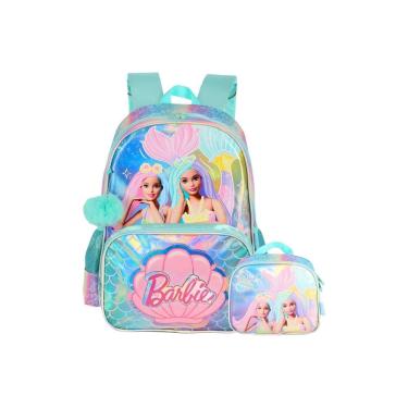 Imagem de Kit Mochila De Costas+Lancheira Barbie Holográfica - Verde