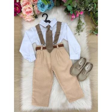 Imagem de Conjunto Meninos Miss Cherry Rafael Suspensorio Caramelo-Beige - Camis