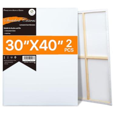 Imagem de conda Grande Tela Esticada para Pintura, 30X40", Pacote com 2 Telas Grandes, 100% Algodão, Sem Ácido, Tela Esticada Branca Em Branco, Suprimentos de Arte para Acrílicos, Pintura A Óleo