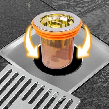 Imagem de 1 peça sensor de pia de ralo de piso antiinseto, antientupimento, desodorizante, coador, banheiro, esgoto, plugue coletor de cabelo, laranja, 1 peça