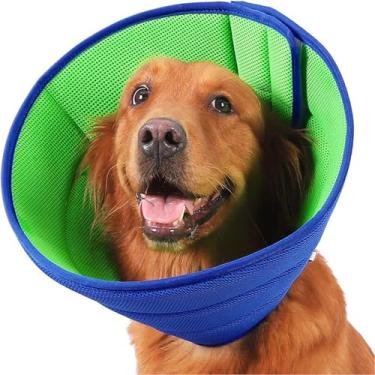 Imagem de Coleira macia de cone para cães focinheiras para animais de estimação após a cirurgia coleira de recuperação de pescoço ajustável para animais de estimação cone de cabeça protetora para cães