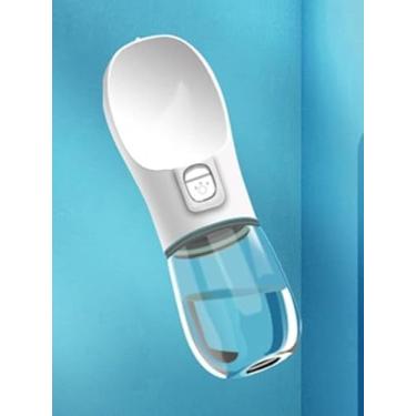 Imagem de 1 garrafa de água portátil para viagem para animais de estimação de 300 ml - copo de alimentação fácil de usar para aventuras ao ar livre, design à prova de vazamento, sem BPA e branco durável