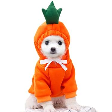 Imagem de Wiz BBQT Fantasias De Natal E Halloween Para Cães, Moletons Cães Gatos Pequenos, Roupas Filhotes Gatos, Yorkshire Terrier, Chihuahua Pomerânia (Médio, Laranja-Cenoura)