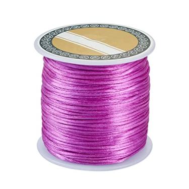 Imagem de Cordão de cetim de nylon de 1 mm para fabricação de pulseiras, cordão de seda de rattail, cordão de contas sedosas, fio de nó chinês para pulseiras trançadas Kumihimo, colar de joias (roxo)