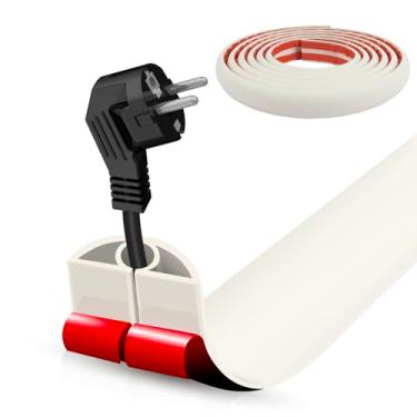 Imagem de Capa de cabo de piso, cabo autoadesivo, ocultador, piso de 3 m, protetor de cabo de alimentação para escritório, academia, exposições (bege, 2 cm x 25 cm)