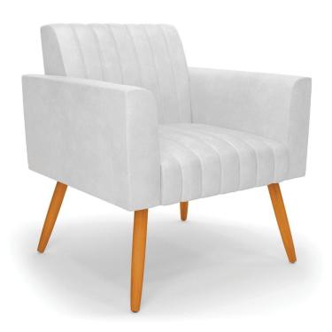 Imagem de Poltrona Viena Gomada Corano Pés Palito Castanho - D'rossi Cor Branco