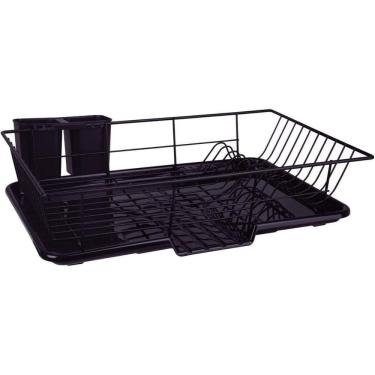 Imagem de Escorredor De Louças Com Bandeja 18 Pratos Preto - Mor