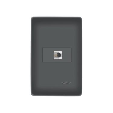 Imagem de Tomada Para Telefone Fame Habitat Black Rj11 4 Vias Com Placa 4x2 Preto