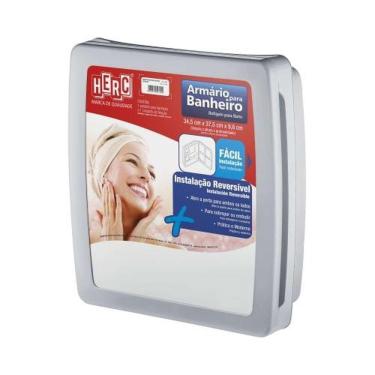 Imagem de Armário Plástico Para Banheiro 38x35cm Cinza Escuro - Com Espelho 31x27cm