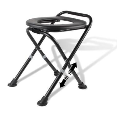 Imagem de Banheiro portátil, penico de acampamento com altura ajustável e fácil 