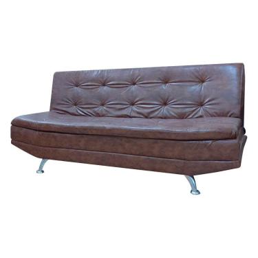 Imagem de Sofá Cama Valencia 3 Lugares Reclinável Material Sintético Marrom Claro - Star Confort Marrom Claro
