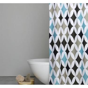 Imagem de Box Banheiro, Cortina Box Poliéster 198cm X 180cm com Ganchos Impermeável - Antimofo, Cortina Banheiro, Resistente(Estrela Geométrico)