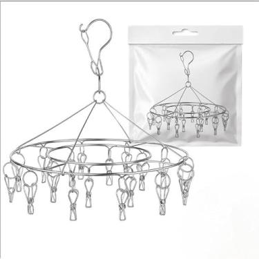 Imagem de Varal Giratório para Meias e Roupas Íntimas - Secador de Aço Inoxidável com 28/40 Clipes(28clips)