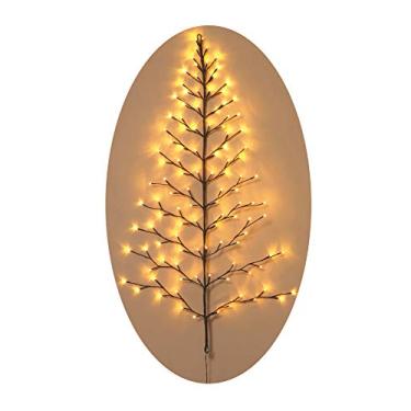 Imagem de Árvore de parede de Natal iluminada – LED para ambientes internos/externos, 1,2 m de altura – Luzes brancas quentes – operada por bateria com temporizador