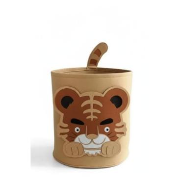 Imagem de Cesto Multiuso Dobrável Infantil, Design de Animais, 33x35cm, Organizador de Brinquedos e Roupas, para Quarto, Sala, Cozinha (tigre)