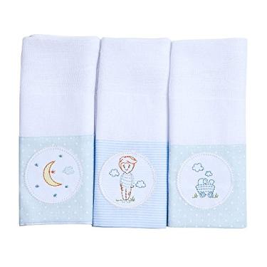 Imagem de Papi Textil 1224124101 Paninho de Boca Faixa Bordados Karinho, 40 x 40 cm, Azul Menino
