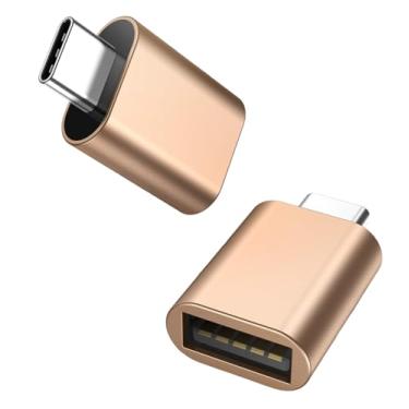Imagem de [Certificado Apple MFi] Adaptador USB C para USB, USB C macho para USB 3.0 fêmea OTG conversor de cabo compatível com MacBook Pro Air, tablets, iPhone 17 Pro Max/17 Plus/16/15 Series (ouro - 2