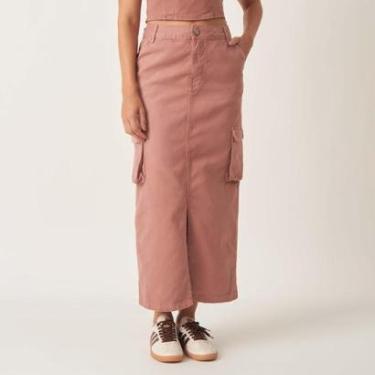 Imagem de Saia Jeans Longa Fenda E Bolso Fole-Feminino