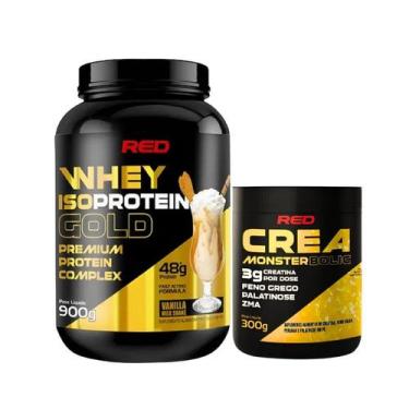 Imagem de Combo Whey Protein Isolado Gold 900g + Crea Bolic Creatina 300g - Red 