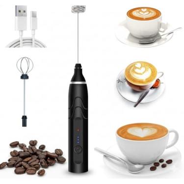 Imagem de Mini Mixer Portátil USB Recarregável – Espumador de Leite e Misturador de Café | Batedor de Bebidas com 2 Hélices Inox, Silencioso e Potente – Ideal para Cappuccino, Chocolate Quente e Ovo