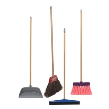 Imagem de Kit Vassoura Piaçava Multiuso com Cabo 1,20 cm, Rodo Trava Pano Borracha Dupla de 40cm e Cabo de 1,20cm, Vassoura de Pelo sintético com cabo1,20 cm e Pá de lixo com cabo de 60cm