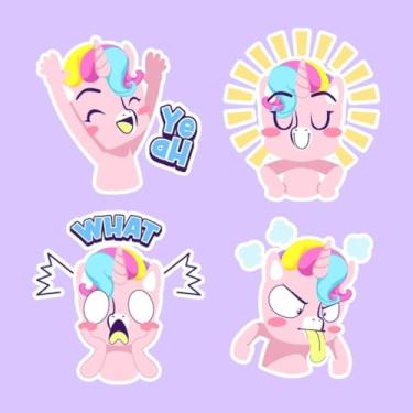 Imagem de Adesivos Kawaii de Unicórnio para Crianças Decoração de Quarto e Cadernos Cute Stickers 8319 1890 30x30cm