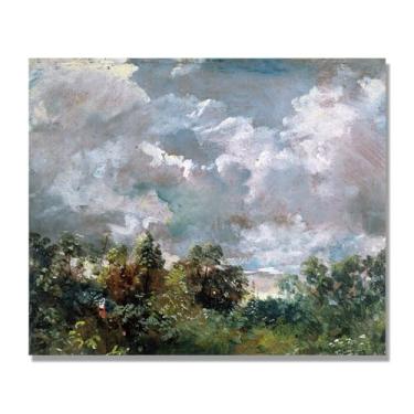 Imagem de NHLDZYH Arte de parede John Constable, (céu e árvores), pôster de pinturas famosas, decoração de parede com impressão de imagem retrô romantismo. Apenas tela 60 x 72 cm - 23,6 x 28,3 pol