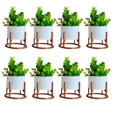 Imagem de Kit com 8 vasos Brancos cachepot Decorativos para Ambientes Modernos Sala Quarto(Branco)