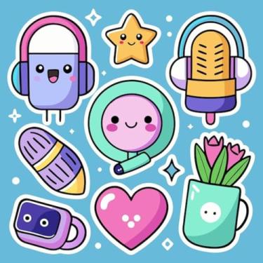 Imagem de Adesivos Kawai Fofo para Crianças - Decoração de Quarto, Cadernos e Objetos Pessoais com Personagens Divertidos e Coloridos 50x50cm