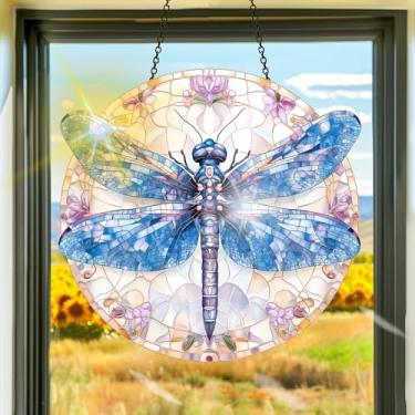 Imagem de Apanhador de sol de acrílico colorido, apanhadores de sol, decoração de janela suspensa de libélula, arte de parede de arco-íris, para sala de estar, quarto, varanda, interior e exterior, jardim