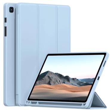 Imagem de Ocricll Capa para Samsung Galaxy Tab S6 Lite 10,4 polegadas 2024/2022/2020, capa traseira de TPU macio, fina, leve, inteligente, hibernar/despertar, suporte triplo com suporte para caneta S, azul