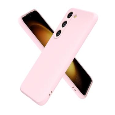 Imagem de oakxco Capa de silicone para Samsung Galaxy S23 Plus, ultrafina, fina, para mulheres, meninas, cor lisa, minimalista, estética, fofo, design feminino, gel de borracha macia com capa para câmera, rosa