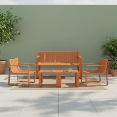 Imagem de Conjunto Para Jardim com um Sofá, Duas Poltronas e Duas Mesas de Centr