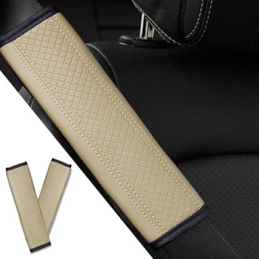 Imagem de Couslcd Capa de cinto de segurança para carro, 2 peças, capas de alça de ombro macias, almofadas de cinto de segurança de couro confortável para dirigir protege seu ombro e pescoço universal para