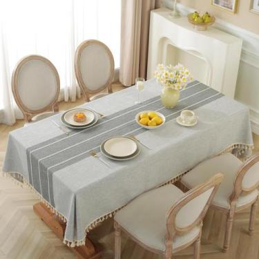 Imagem de Toalha de mesa Alsoo impermeável de algodão de linho 140x190cm cinza