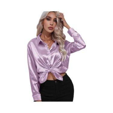 Imagem de Blusa Feminina Casual de Cetim Multicolorido - Slim Fit, Elegante e Vi