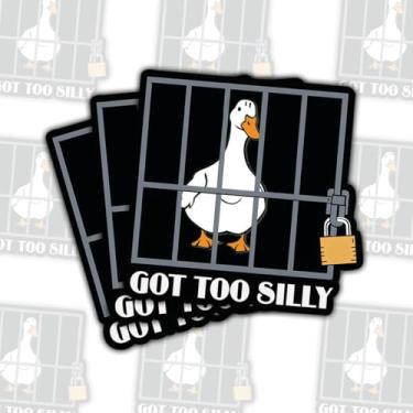 Imagem de 3 adesivos Goose Got Too Silly, decalque engraçado Silly Goose in Jail, adesivo Goose Got Too Silly, adesivos certificados Silly Goose para livro, caderno, garrafa de água, copo, capa para celular