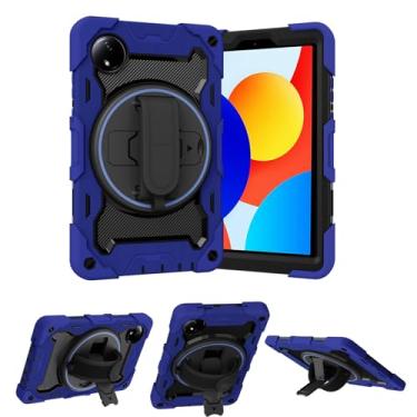 Imagem de Capa para Xiaomi Redmi Pad SE 8,7 polegadas com suporte giratório, alça de ombro alça de mão à prova de choque capa protetora para Redmi Pad SE 22.1 cm 4G 2024 (azul escuro)