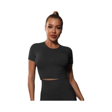 Imagem de Camiseta Esportiva Feminina Sem Costura - Ideal para Ioga, Fitness e T