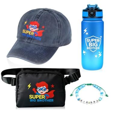 Imagem de Presentes Big Brother para meninos – Conjunto de presente Big Brother com tampa, pochete, garrafa de água e pulseira – presentes para novos irmãos, presente de aniversário para irmãos mais velhos