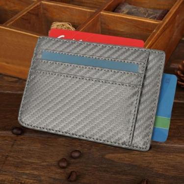 Imagem de Carteira masculina fina com bolso frontal minimalista com vários compartimentos, organizador compacto de viagem para negócios, Cinza, Casual