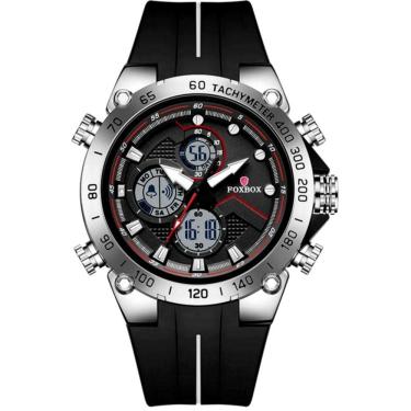 Imagem de Relógio Masculino Militar Esportivo Dual Display A Prova D´agua Preto Prata